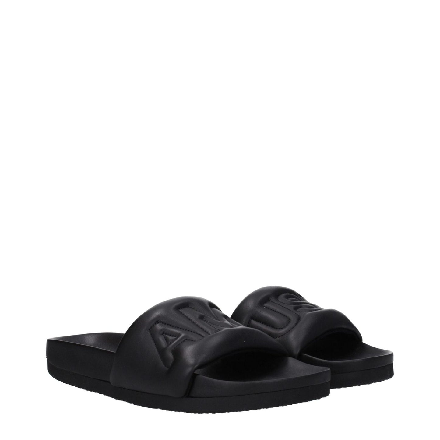 Ambush Black Leather Slippers Sandals AM-8586637246729-EU40/US7