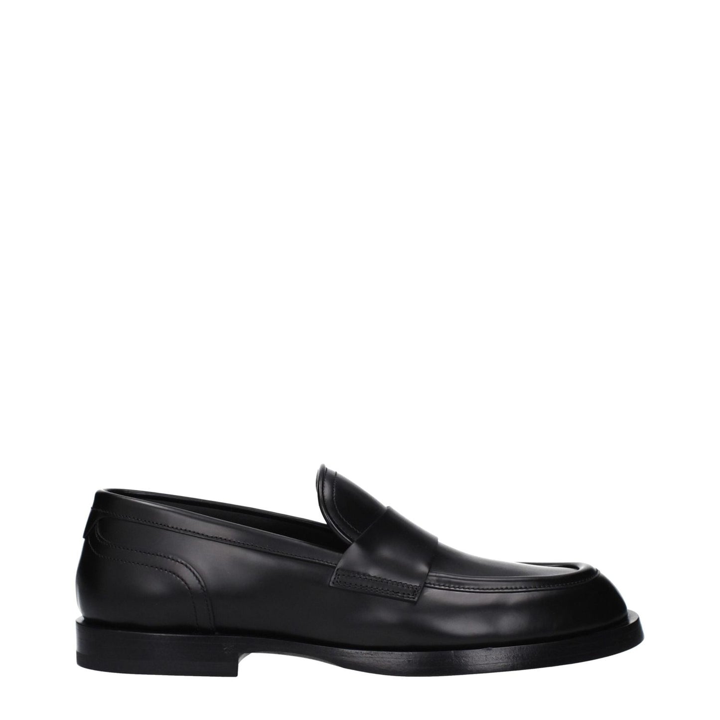 Dolce & Gabbana Black Leather Slip-On Loafers DO-9489299931401-EU40/US7
