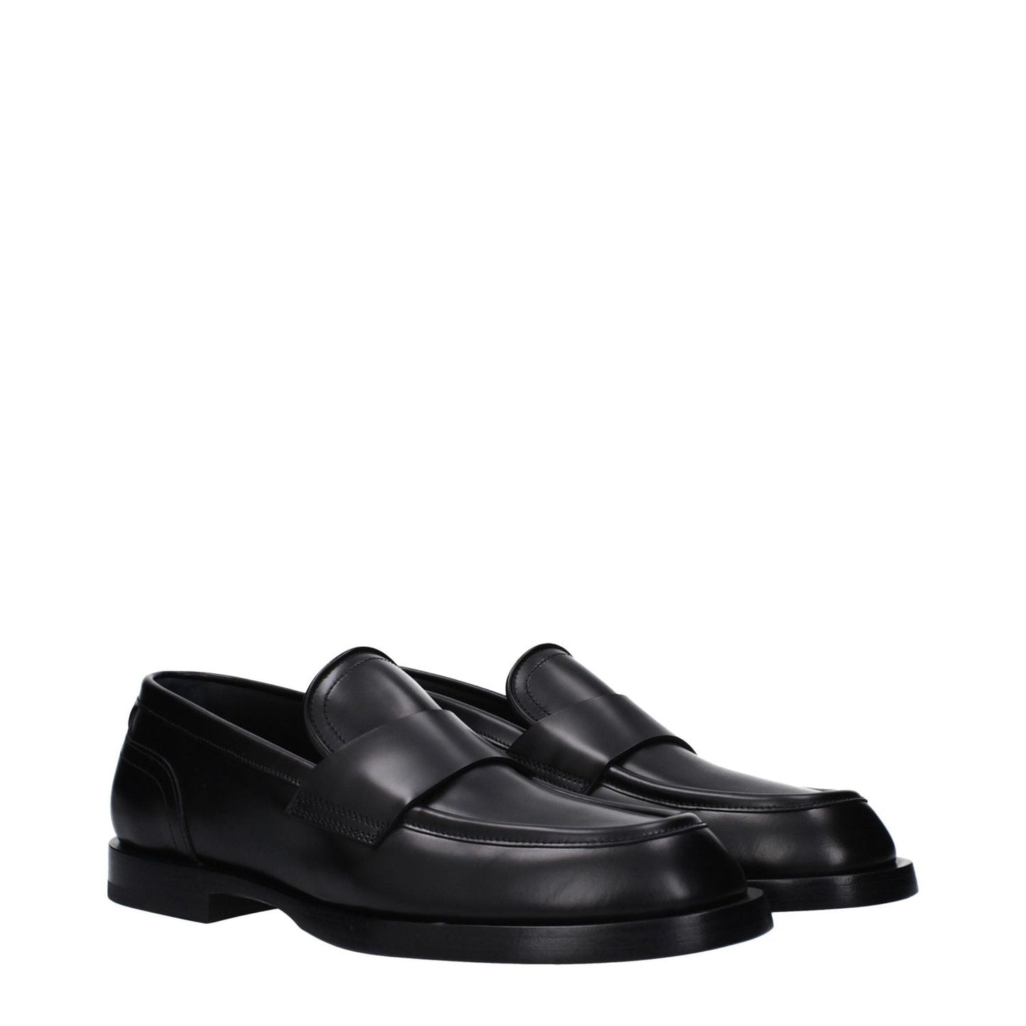 Dolce & Gabbana Black Leather Slip-On Loafers DO-9489299931401-EU40/US7