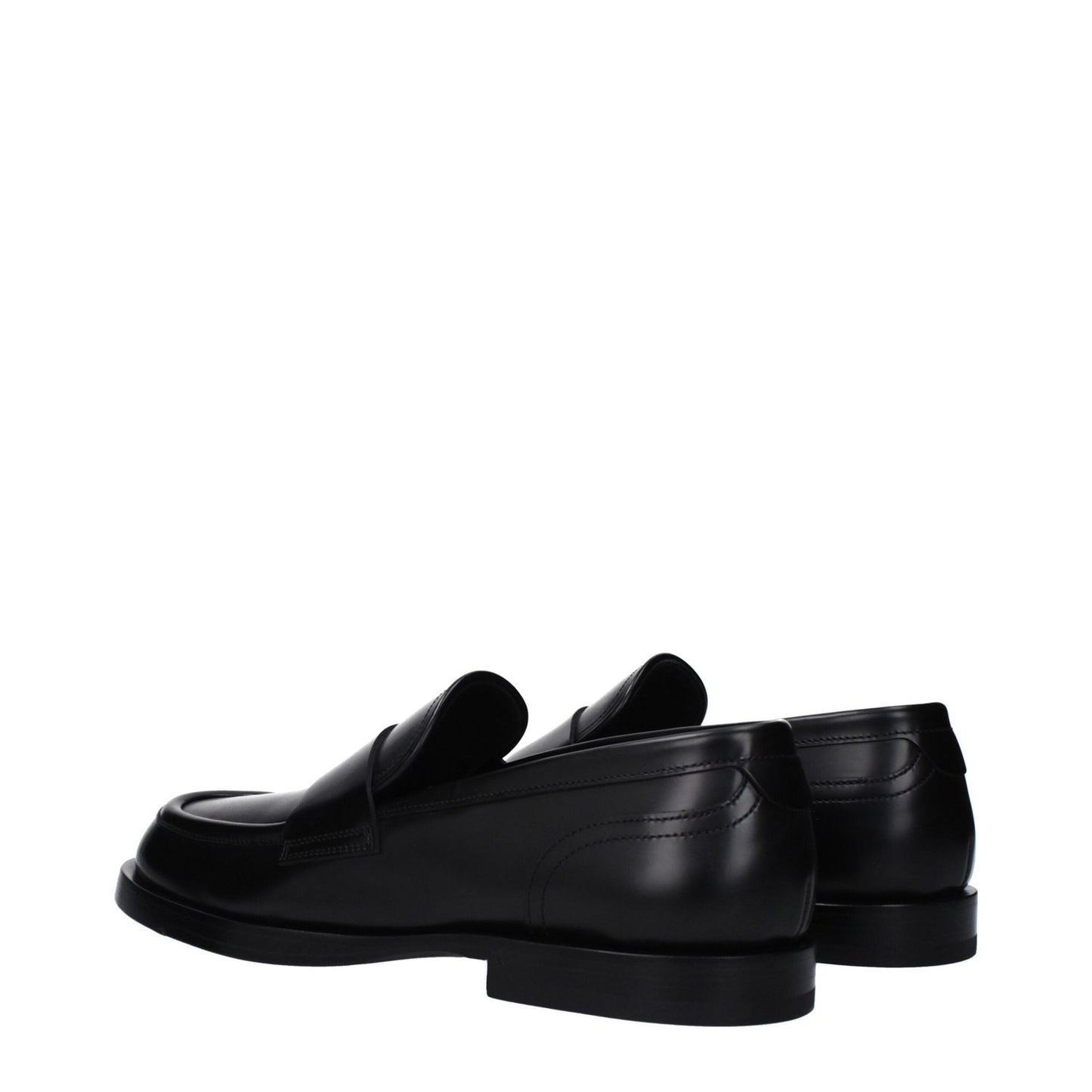 Dolce & Gabbana Black Leather Slip-On Loafers DO-9489299931401-EU40/US7