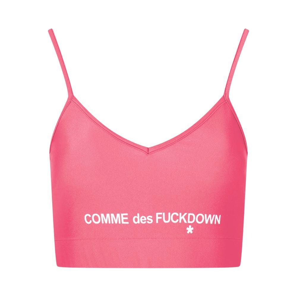 Comme Des Fuckdown Pink Polyester Tops & T-Shirt CO-13592-S