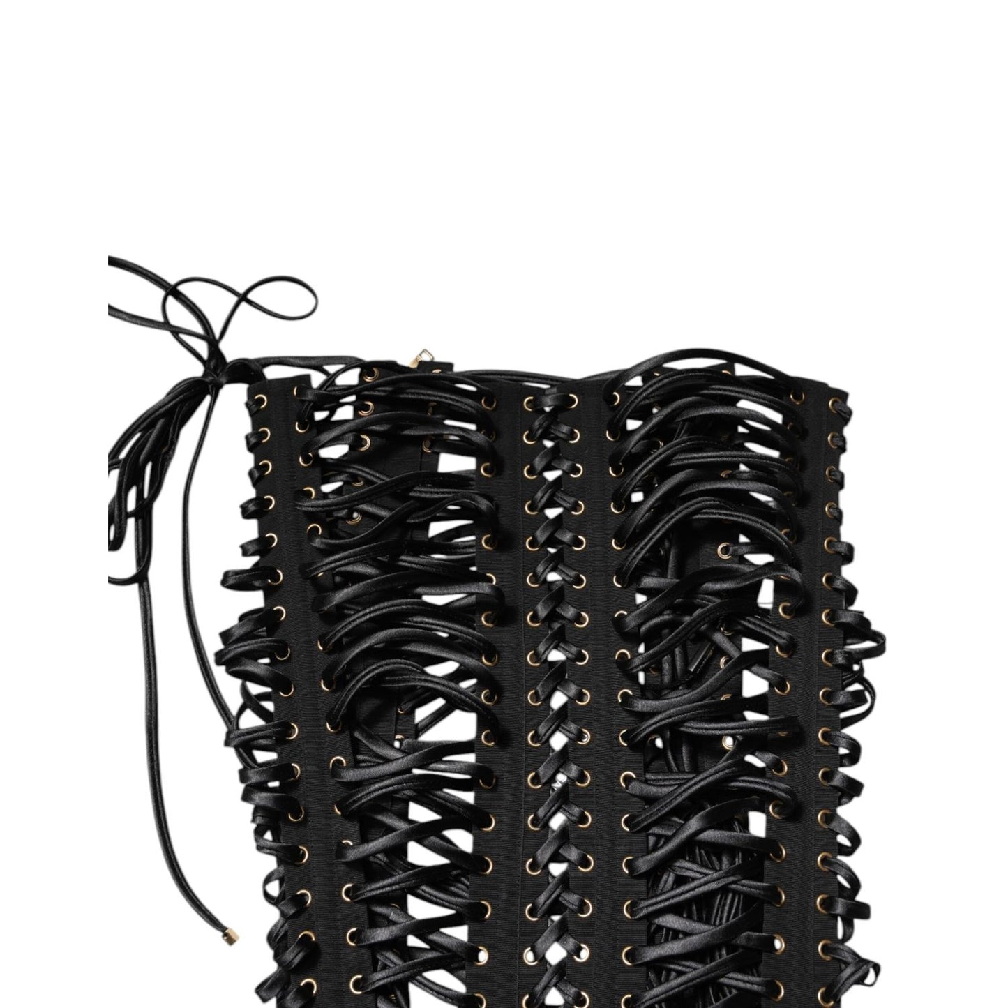 Dolce & Gabbana Black Eyelet Embellished Corset Style Top TSH90596-42