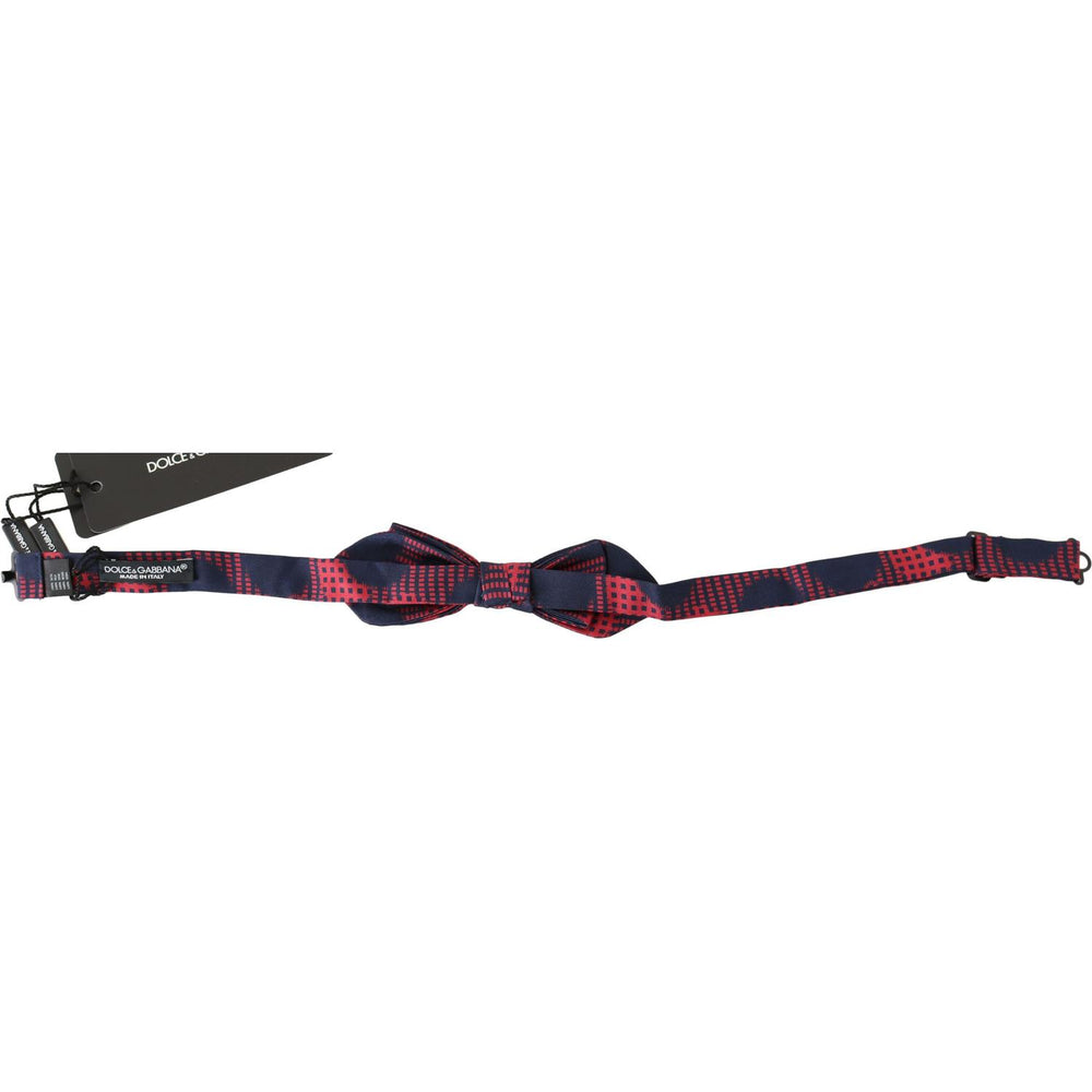 Dolce & Gabbana Red Checkered 100% Silk Adjustable Men Neck Bow Tie FT1030#2