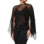 Dolce & Gabbana Black See Through Silk Chiffon Lace Blouse Top TSH90638-40