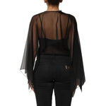 Dolce & Gabbana Black See Through Silk Chiffon Lace Blouse Top TSH90638-40