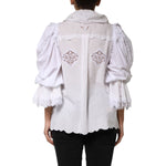 Dolce & Gabbana White Ruffled Lace Embellished Blouse Top TSH90648-42