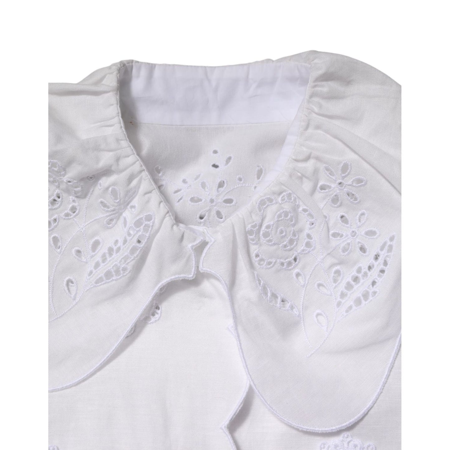 Dolce & Gabbana White Ruffled Lace Embellished Blouse Top TSH90648-42