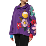 Dolce & Gabbana Purple Floral Print Cotton Long Sleeves Top TSH90651-46