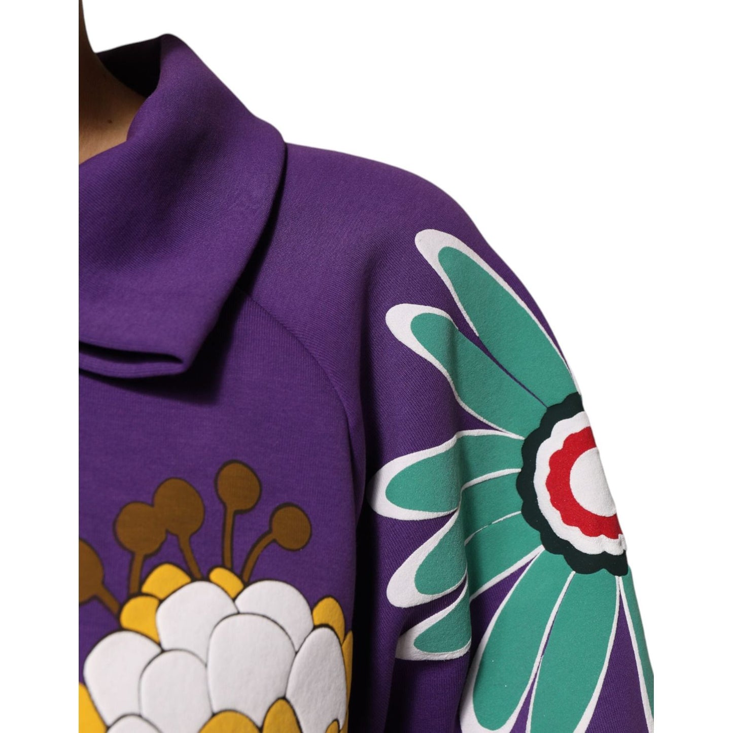 Dolce & Gabbana Purple Floral Print Cotton Long Sleeves Top TSH90651-46