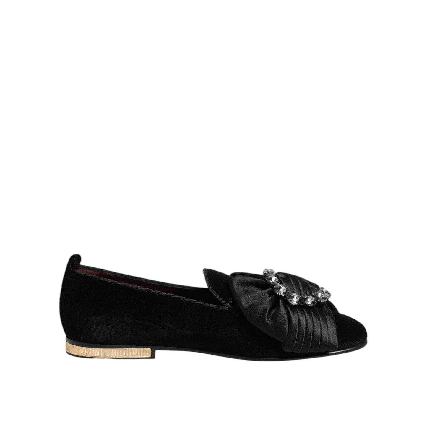 Dolce & Gabbana Black VATICANO Crystal Ribbon Slip On Shoes MV7631-40