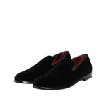 Dolce & Gabbana Black Velvet Loafers Formal Men Dress Shoes MV7632-39