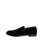 Dolce & Gabbana Black Velvet Loafers Formal Men Dress Shoes MV7632-39