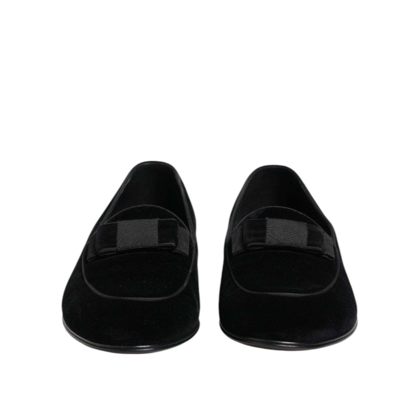 Dolce & Gabbana Black Velvet Loafers Formal Men Dress Shoes MV7672-42