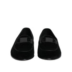 Dolce & Gabbana Black Velvet Loafers Formal Men Dress Shoes MV7672-42