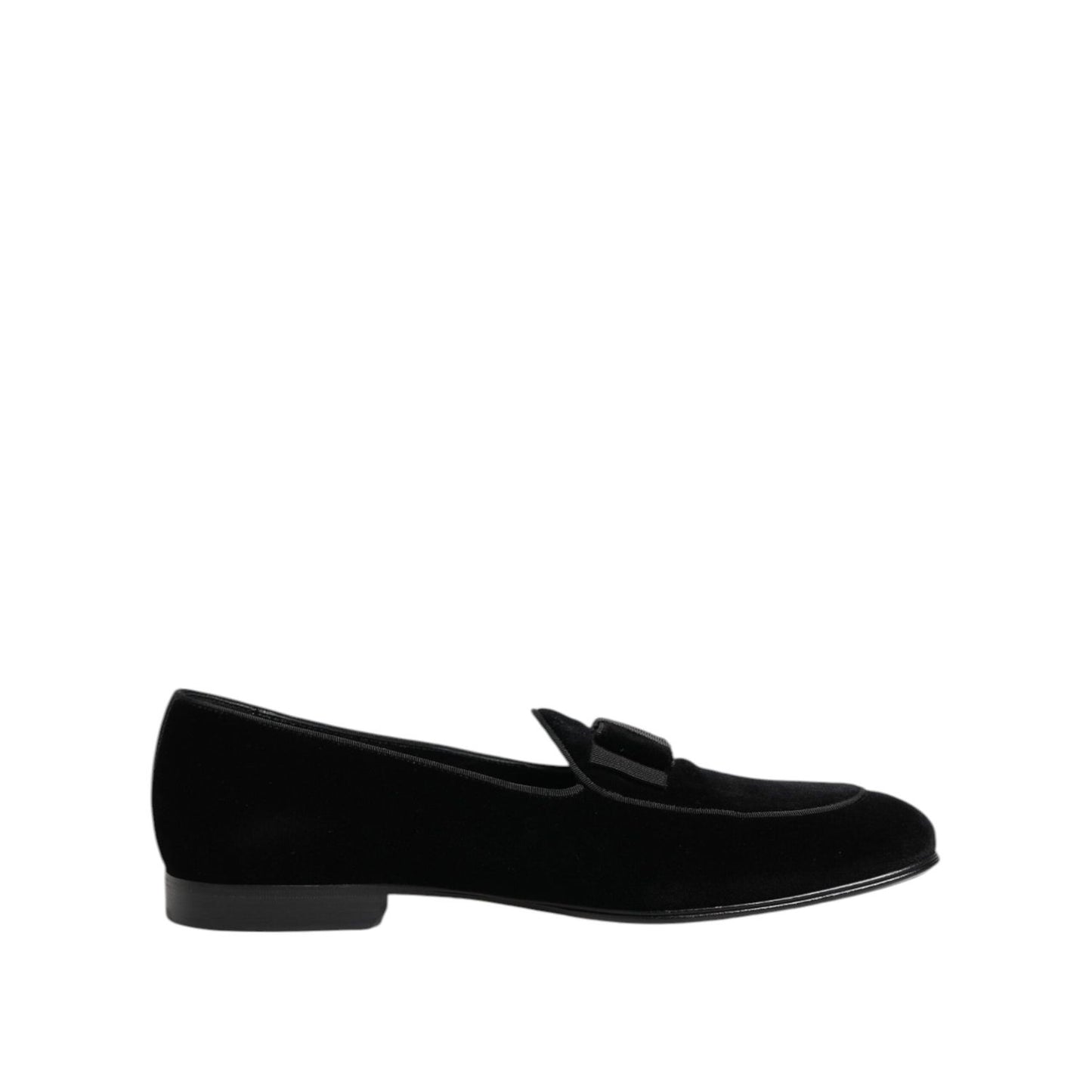 Dolce & Gabbana Black Velvet Loafers Formal Men Dress Shoes MV7672-42