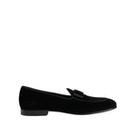 Dolce & Gabbana Black Velvet Loafers Formal Men Dress Shoes MV7672-42