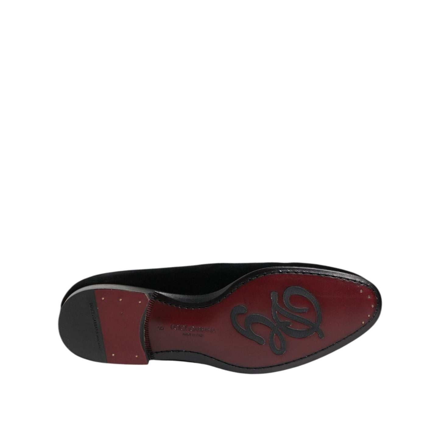 Dolce & Gabbana Black Velvet Loafers Formal Men Dress Shoes MV7672-42
