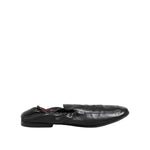 Dolce & Gabbana Black Leather Slip On Men Flat Loafers Shoes MV7601-39