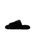Dolce & Gabbana Black Faux Fur Flats Men Sandals Shoes MV7677-44.5