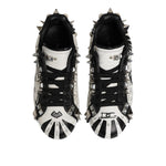 Dolce & Gabbana Black White Studded Low Top Sneakers Shoes MV7600-41