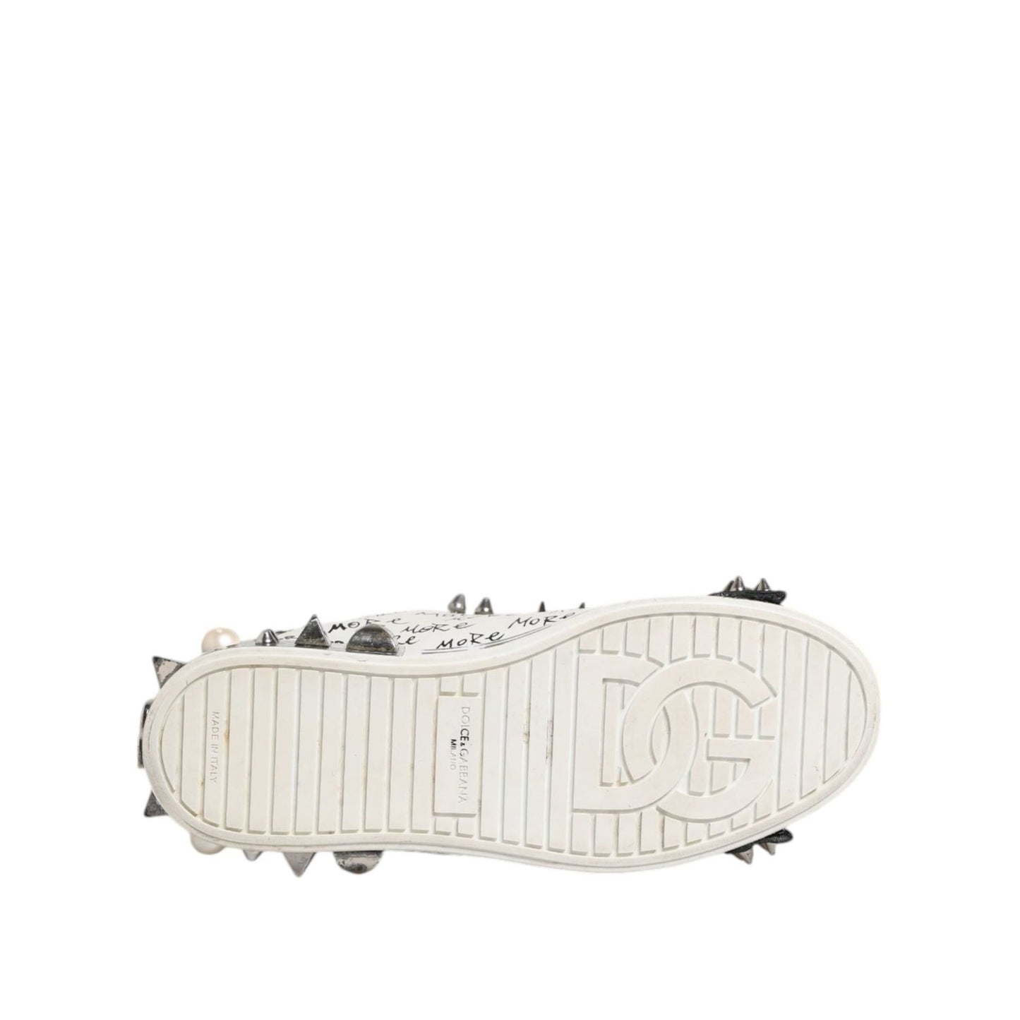 Dolce & Gabbana Black White Studded Low Top Sneakers Shoes MV7600-41