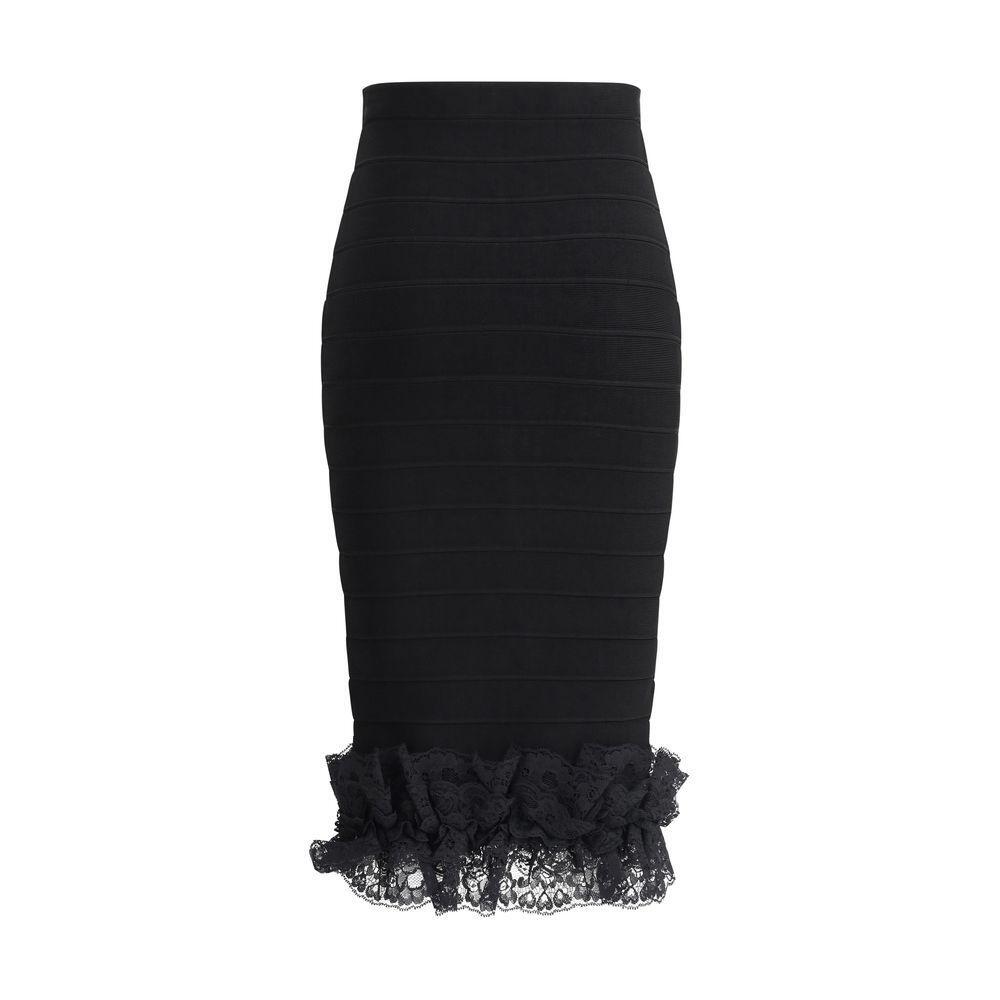 Self-Portrait Lace detail Midi Skirt SE-SS25CK003MSKBBLACK-6