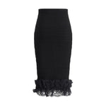 Self-Portrait Lace detail Midi Skirt SE-SS25CK003MSKBBLACK-6