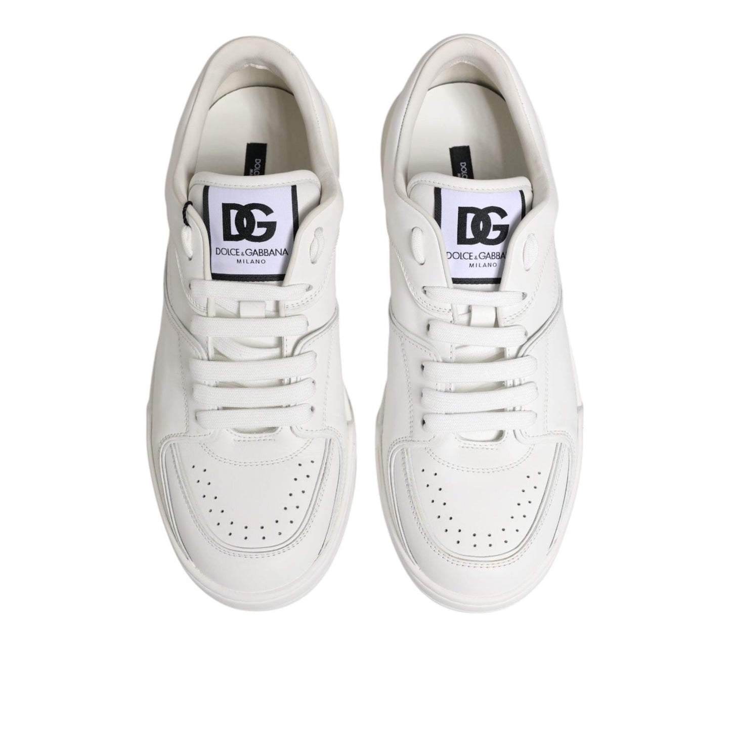 Dolce & Gabbana White Miami Leather Low Top Sneakers Shoes MV7717-40