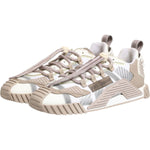 Dolce & Gabbana White Beige Leather Low Top NS1 Sneakers Shoes MV7722-42