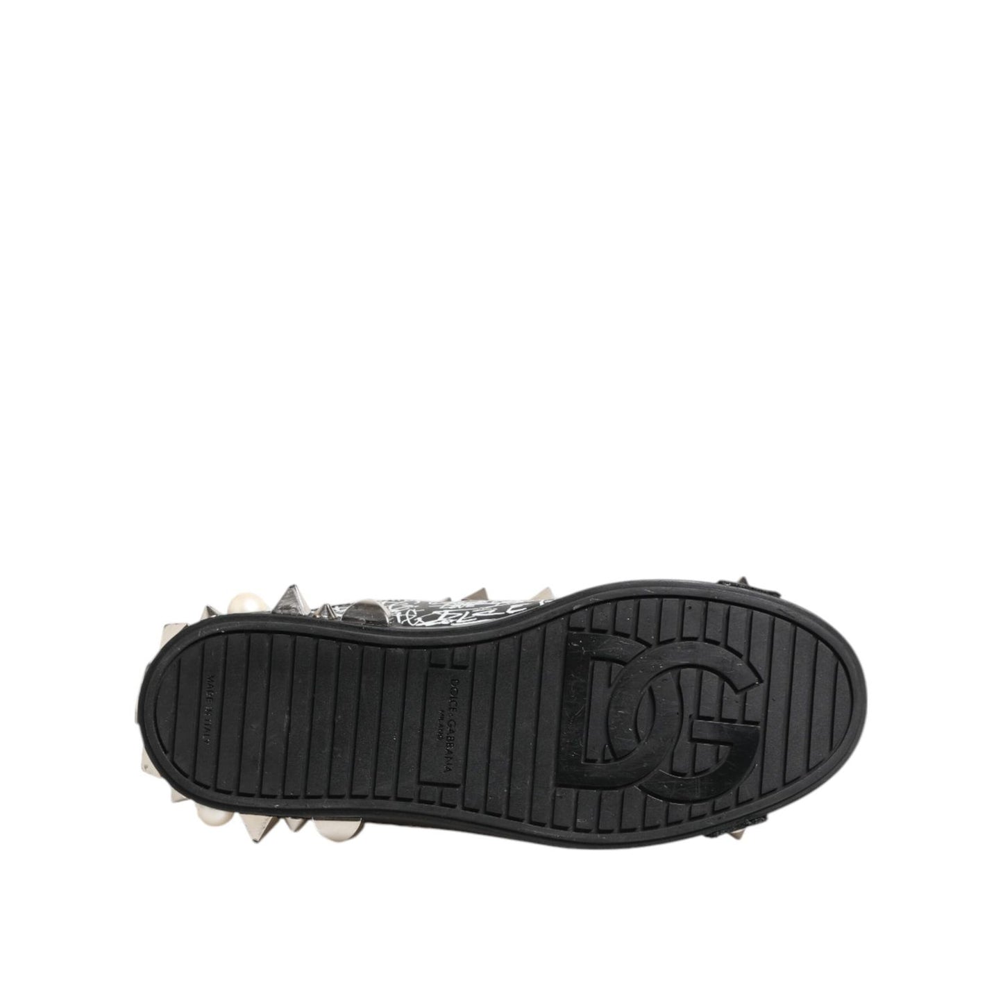Dolce & Gabbana Black Portofino Stud Embellished Sneakers Shoes MV7747-41