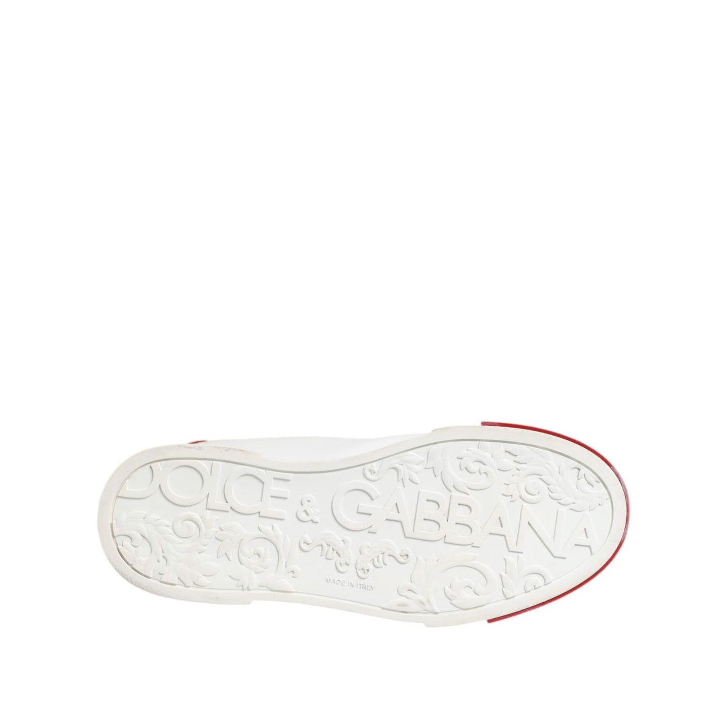 Dolce & Gabbana White Red Leather Lace Up Sneakers Shoes MV7767-41.5