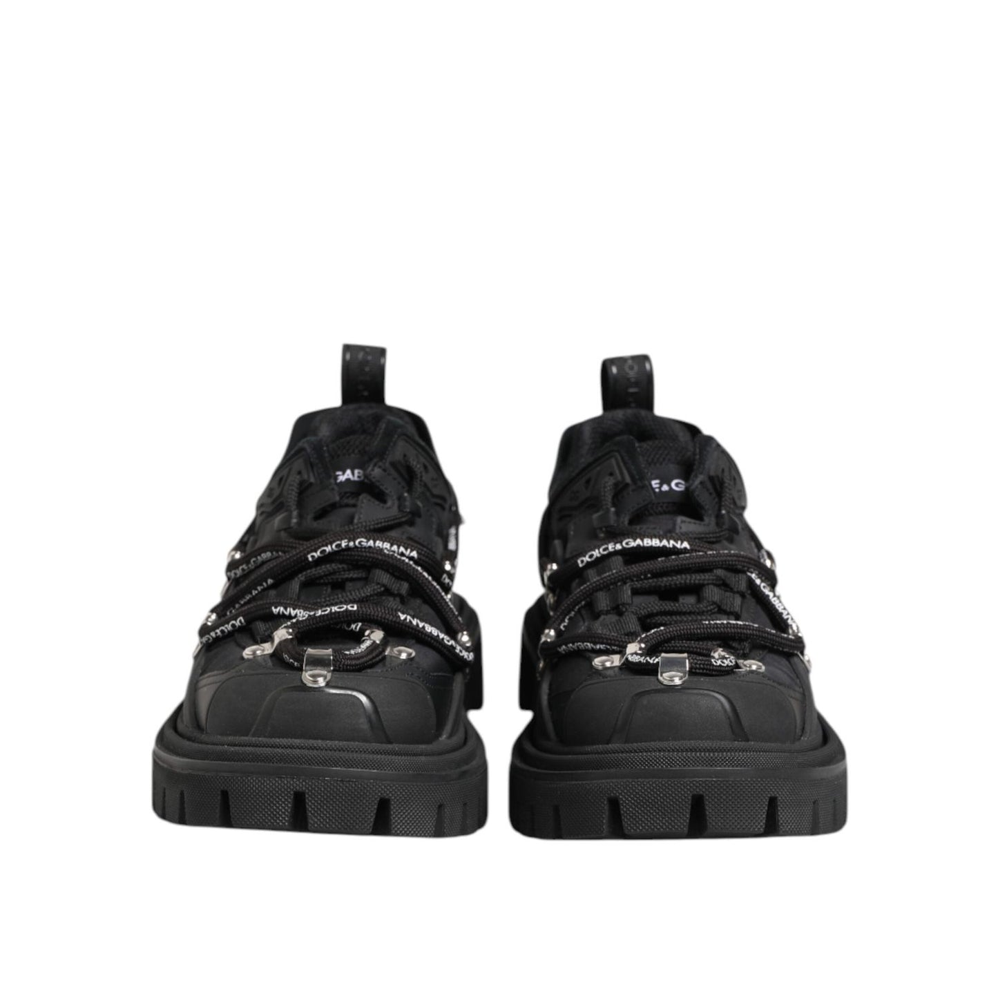 Dolce & Gabbana Black Low Top Lace Up Trekking Sneakers Shoes MV7787-39.5