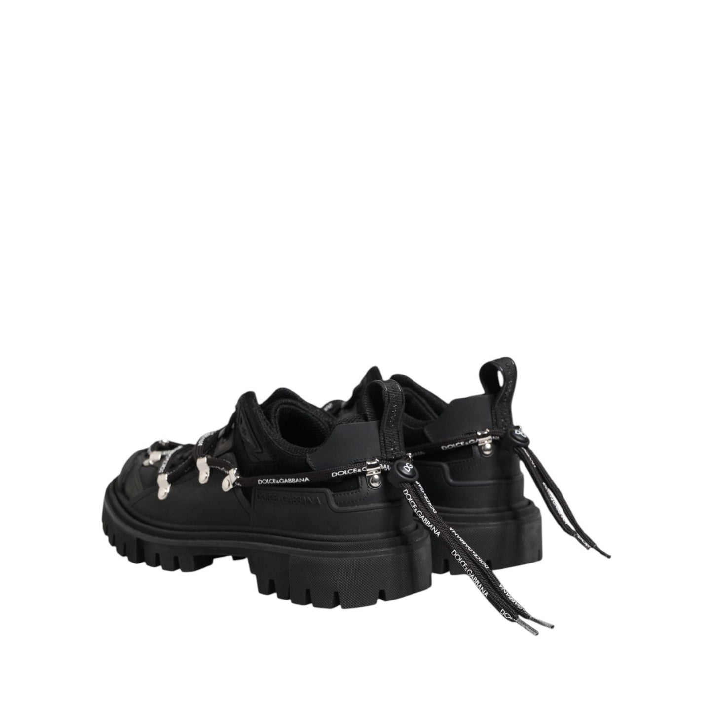 Dolce & Gabbana Black Low Top Lace Up Trekking Sneakers Shoes MV7787-39.5