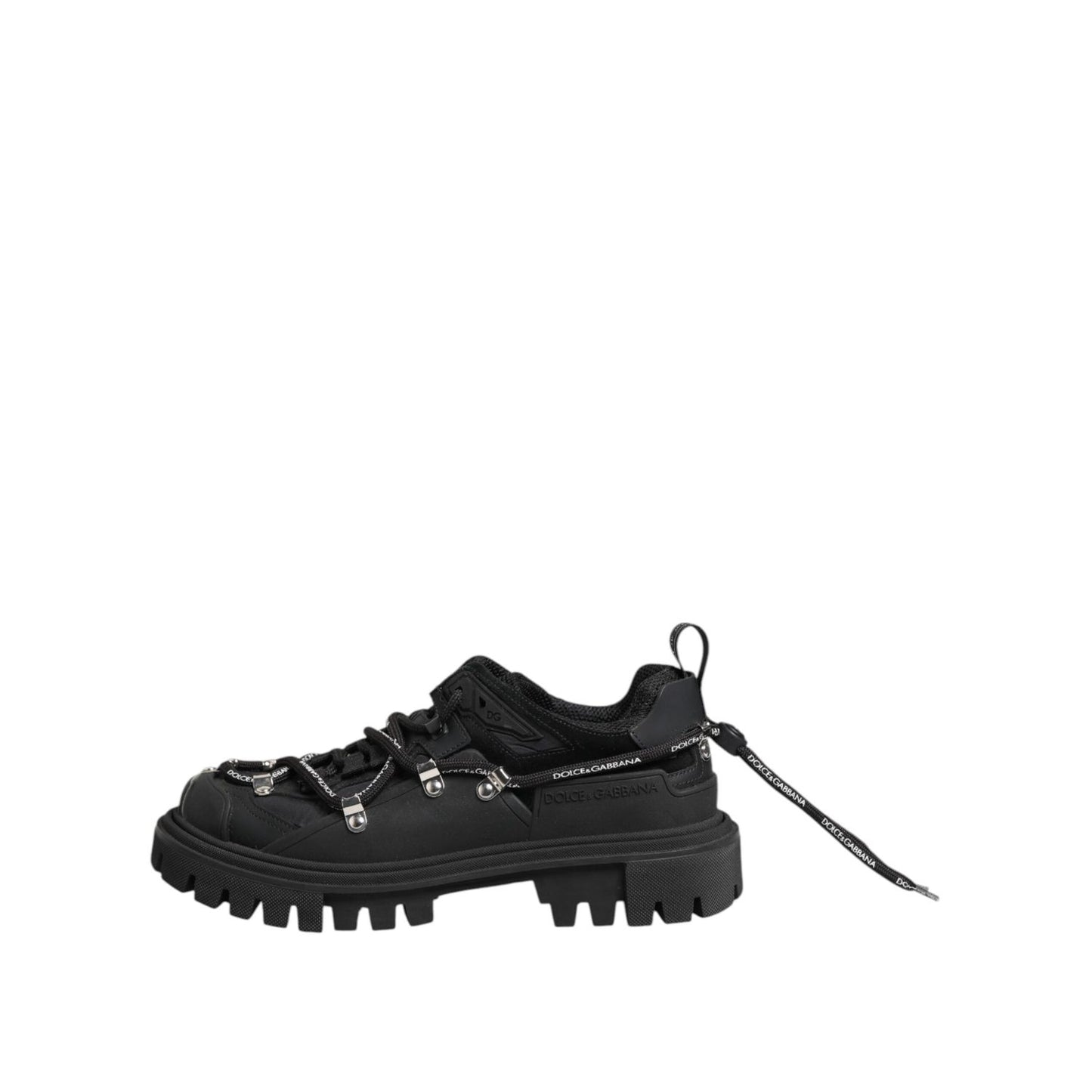 Dolce & Gabbana Black Low Top Lace Up Trekking Sneakers Shoes MV7787-39.5