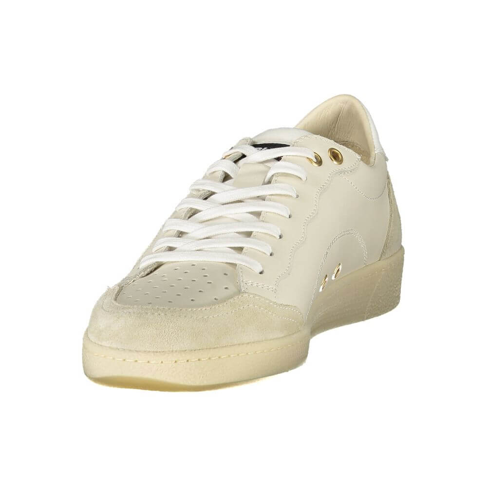 Blauer White Leather Men Sneaker with lace-up design and comfortable insole