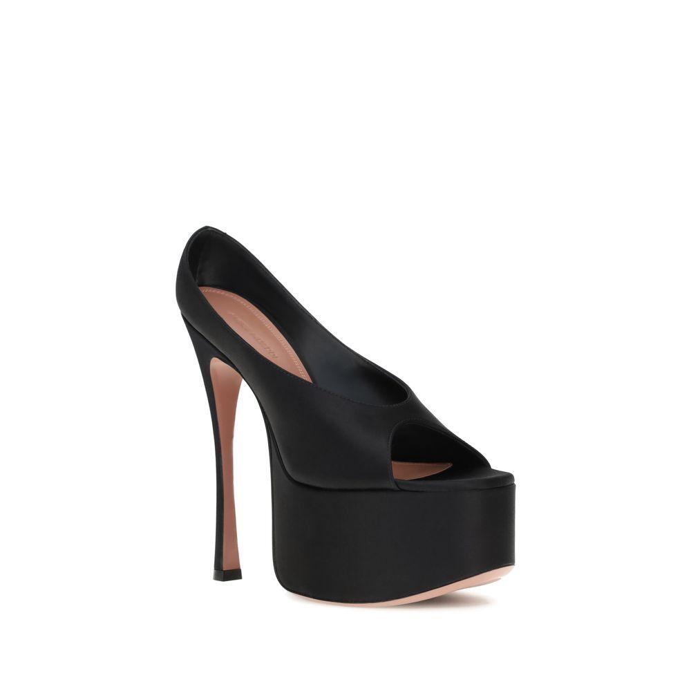 Amina Muaddi Anok Sandals AM-14S363452ANOSATINBLACK-EU38/US8