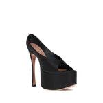 Amina Muaddi Anok Sandals AM-14S363452ANOSATINBLACK-EU38/US8