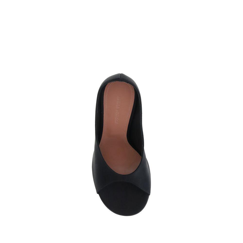 Amina Muaddi Anok Sandals AM-14S363452ANOSATINBLACK-EU38/US8