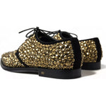 Dolce & Gabbana Black Gold Embellished Derby Shoes