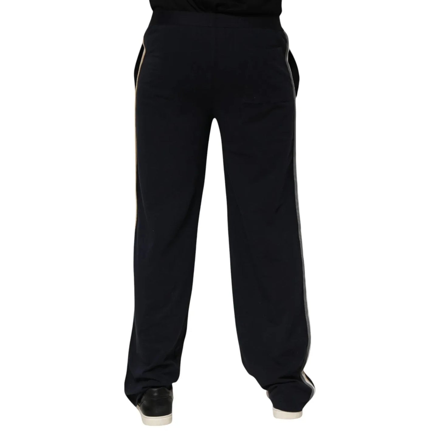 Dolce & Gabbana Black Modal Spandex Straight Logo Trouser Pants PAN76392 -4