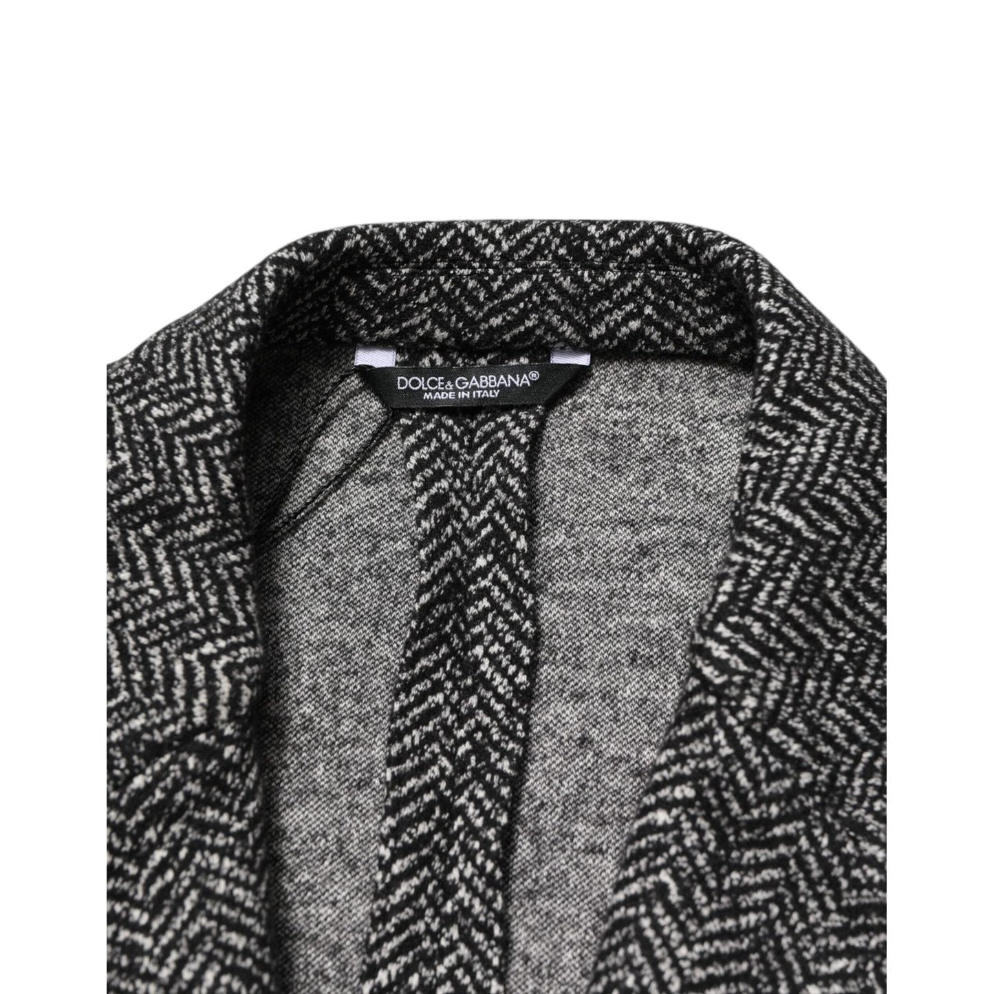 Dolce & Gabbana Black White Double Breasted Men Suit Blazer JKT41540-48