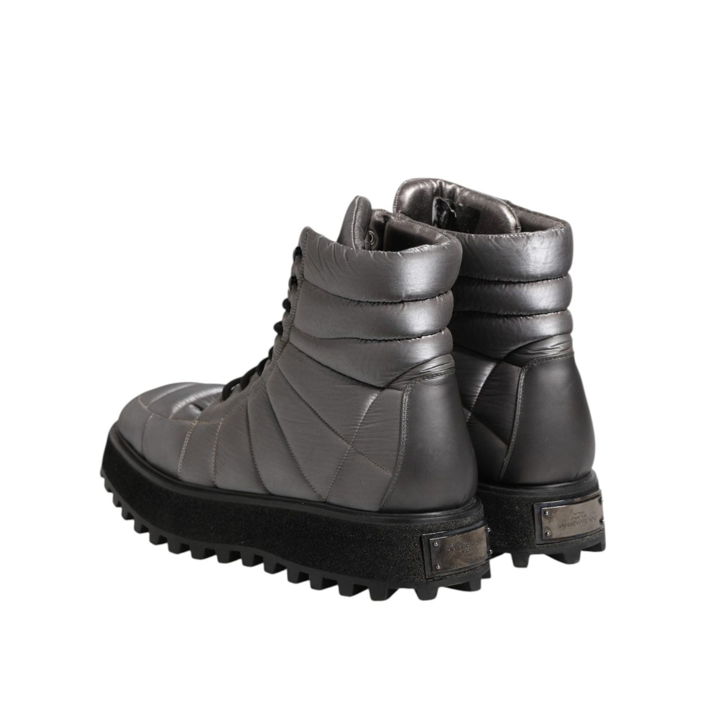 Dolce & Gabbana Silver Padded Mid Calf Lace Up Boots Shoes MV7367-44