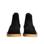 Dolce & Gabbana Black Calf Suede Slip On Ankle Boots Shoes MV7373-41