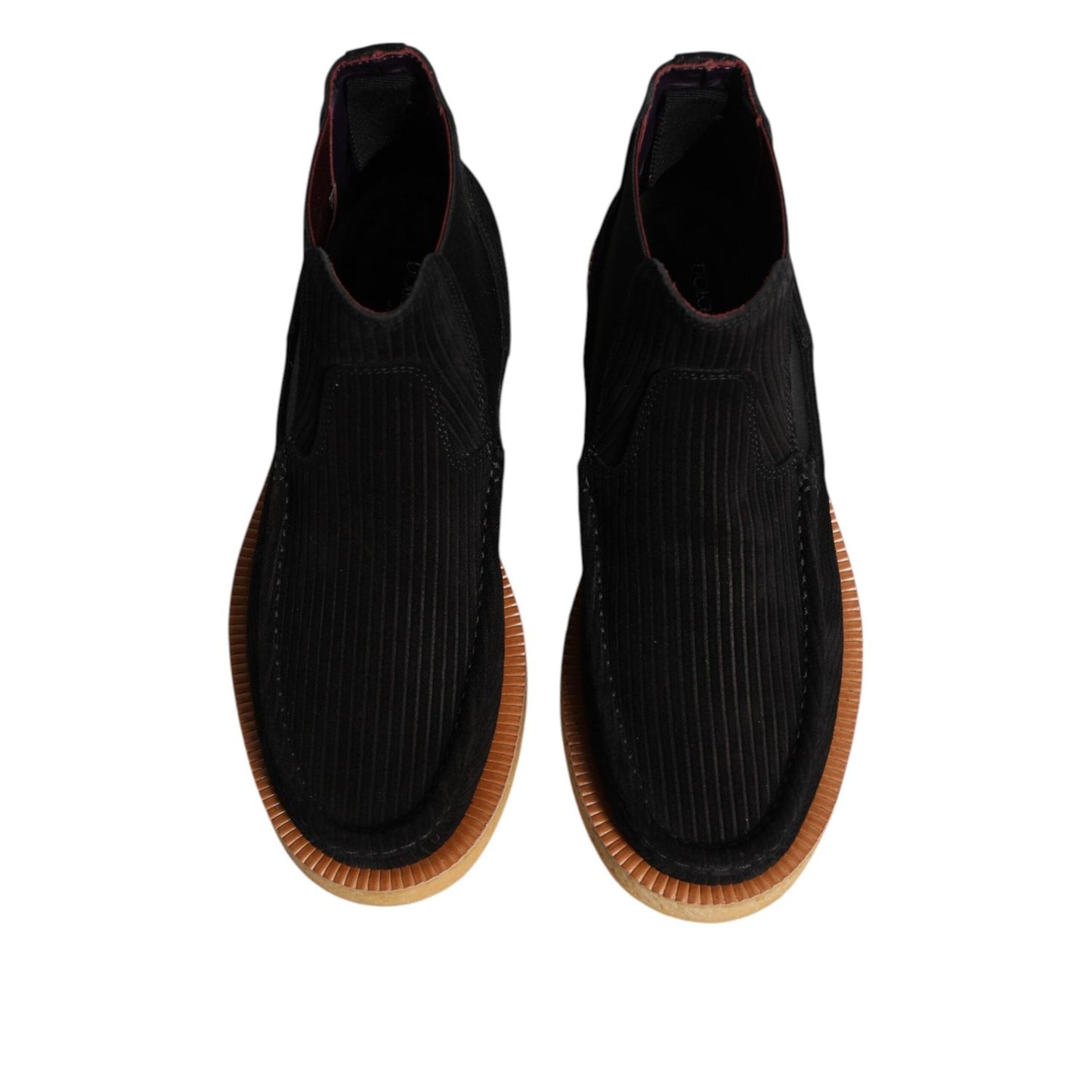Dolce & Gabbana Black Calf Suede Slip On Ankle Boots Shoes MV7373-41