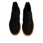 Dolce & Gabbana Black Calf Suede Slip On Ankle Boots Shoes MV7373-41