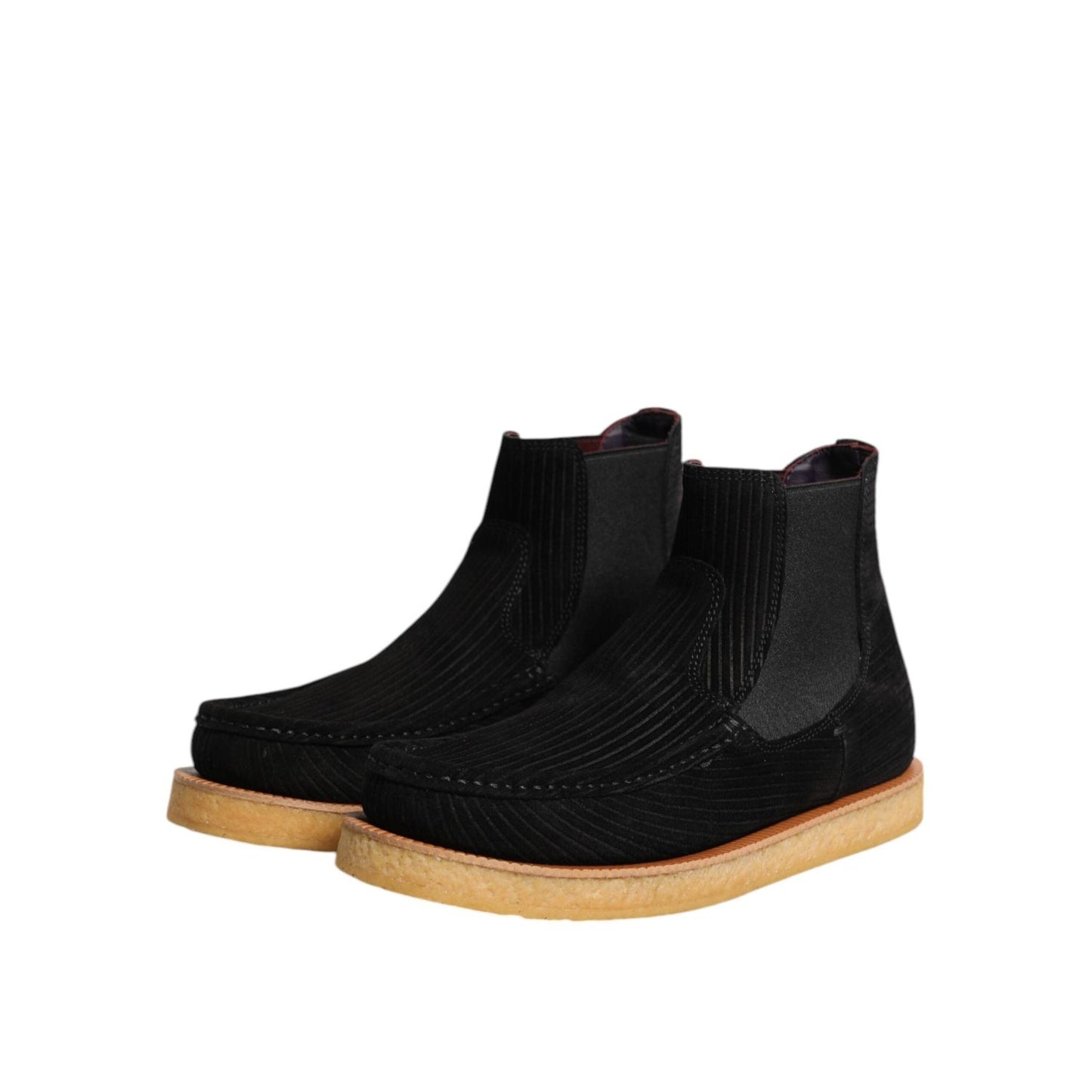 Dolce & Gabbana Black Calf Suede Slip On Ankle Boots Shoes MV7373-41