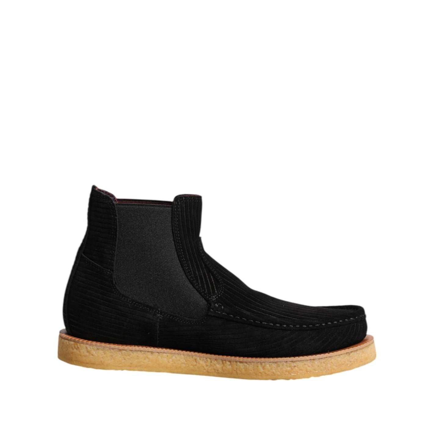 Dolce & Gabbana Black Calf Suede Slip On Ankle Boots Shoes MV7373-41