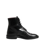 Dolce & Gabbana Black Leather Lace Up Mid Calf Boots Shoes MV7374-41