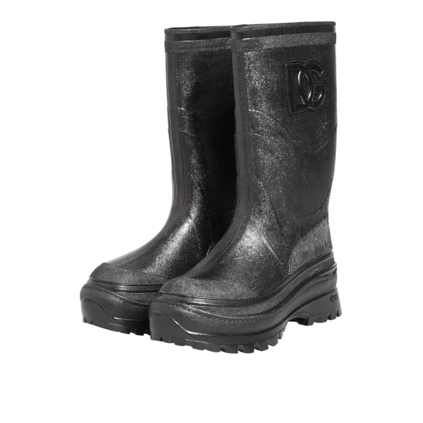 Dolce & Gabbana Metallic Gray Pull On Rain Boots Shoes MV7813-45