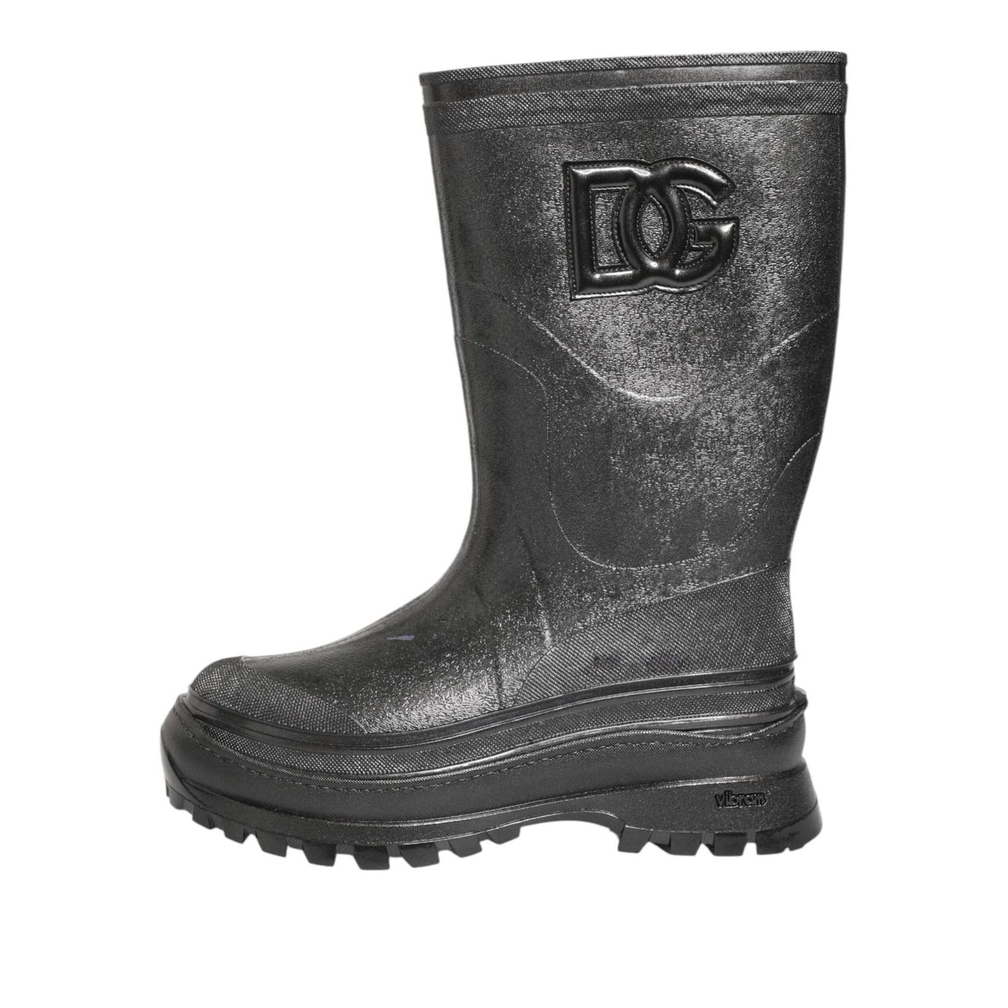 Dolce & Gabbana Metallic Black Pull On Rain Boots Shoes MV7817-43